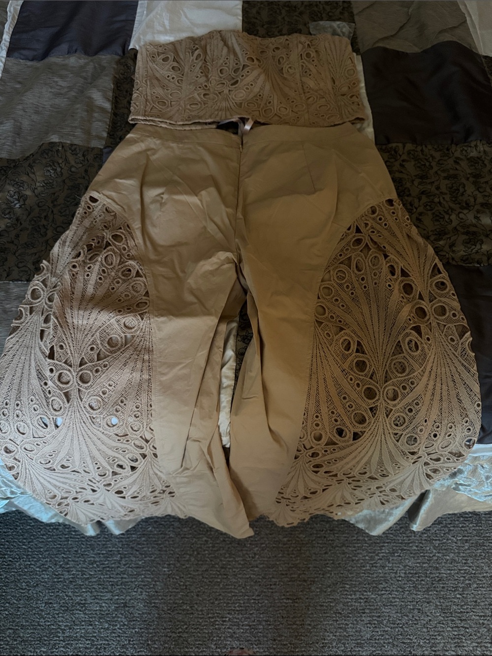 Commense Beige high waist barrel pant and corset top